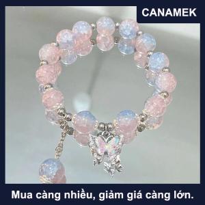 【CANAMEK】 Pha Lê Bướm Mặt Dây Chuyền Vòng Đeo Tay Đàn Hồi Thủy Tinh Đầy Màu Sắc Hạt Vòng Đeo Tay Cho Phụ Nữ Cô Gái Thời Trang Đồ Trang Sức Quà Tặng