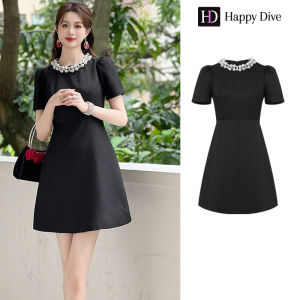 Happy Diva เดรสผู้หญิง เดรสสีขาว สีดำ เดรสทรงเอ เดรสทำงาน เดรสไฮโซ เดรสวินเทจ เดรสออกงาน เดรสปาร์ตี้ ชุดราตรี 21251