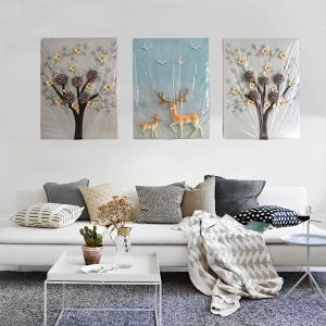 ️【3in1 】Lukisan Relief Hiasan/3PCS Modern luxury decorative 3D handicraft lucky painting/1603