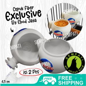 SEMPATI Cepuk Wadah Pakan Minum Burung Fiber Bulat Ebod Jaya Sepasang Cangkir Tempat Makan Makanan Pur Voer Milet Putih Pakan Burung Lovebird Murai Kenari Kacer Cucak Trucuk Dll