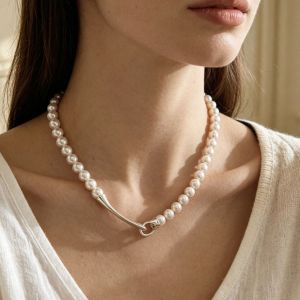 Trang sức xuyên biên giới Dây chuyền ngọc trai giả phong cách Pháp sang trọng nhẹ nhàng dành cho nữ ins Dây chuyền xương quai xanh nữ cao cấp thanh lịch dễ phối đồ