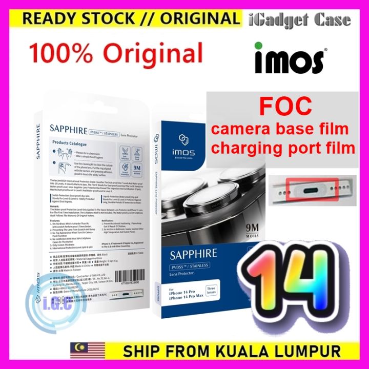 Original imos Pro sapphire camera lens protector for iPhone 14 Pro / 14