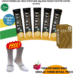 STRIVE BITE PEANUT BUTTER COFFEE ENERGY BAR 1BOX ISI 6PCS 40gr FREE KAOS KAKI