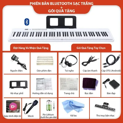 Đàn Piano Điện Tử 61 -88 Phím - 200 Âm Sắc Màn Hình LED Cổng Micro Kèm Giá Đỡ Phù Hợp Người Mới Học & Trẻ Em