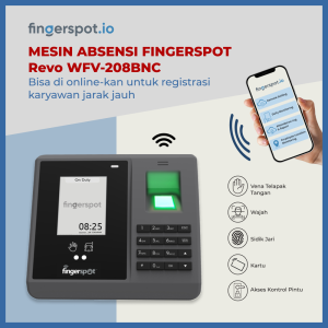 Mesin Absensi Online Sidik Jari Wajah Telapak Tangan RFID WiFi Gratis Penggajian - Revo WFV 208BNC