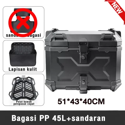 Zoom Bikes Box Motor 45L Belakang sepeda motor untuk Kotak penyimpanan Anti-aluminium cadang bagasi bak truk sepeda motor Tahan air