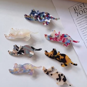 Acetate Hair Clips Cartoon Kitten Hair Barrette Animal Shape Hair Side Clips Bangs Hair Pins Sweet Duckbill Clip
