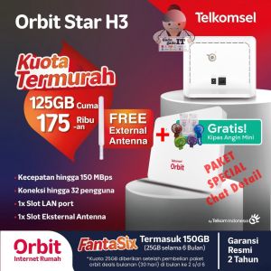 Modem Router Orbit Star H3 B313 Free Kuota Telkomsel 150GB Powered By Huawei