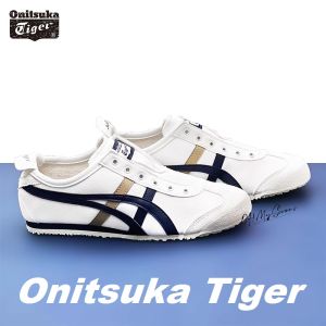 Original Tiger Shoes Classic White/navy Blue/yellow Mens and Womens Canvas Non-slip Lazy Shoes Comfortable Breathable Casual Sneakers 1183A360-116