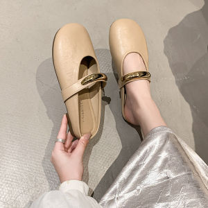 [Free Shipping] Flat-bottomed closed-toe slip-on sandals for women 2025 new spring/summer model easy-to-wear lazy sandals