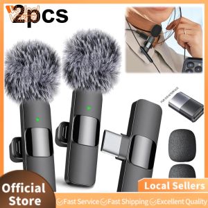 【Vakind】 2 In 1 Wireless Lavalier Microphone Type-C Charging Video Record Microphone Mini Microphone System for Interview Video Podcast