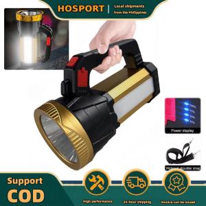 【HOSPORT】Waterproof Handheld Diving Flashlight with Side Light High Brightness LED for Night Diving and Outdoor Emergencies