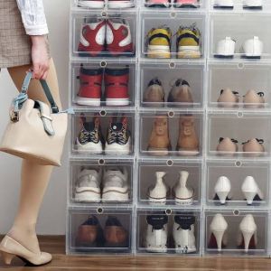 Promo Tempat Sepatu Susun Plastik Transparen Rak Kotak Lipat Box