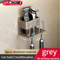 Aluminium Toothbrush Holder Wall Toothpaste Holder Toothbrush Organizer Brush Teeth Holder Bathroom Accessories 牙刷架浴室收纳架. 