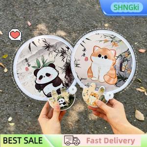 SHNGki Portable Cartoon Folding Fan Kawaii Creative Foldable Fan Cool Summer Hand Fan Flying Disk Pocket Cloth Fan Gifts For Kids