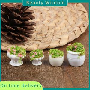 Beauty Wisdom 2pcs Dollhouse Furniture 1:12 Accessories Mini Green Plant Bonsai Flower Pots
