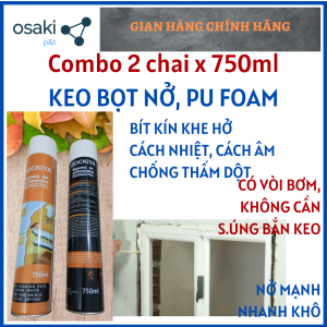 (COMBO 2 CHAI x 750ml) Chai Xịt PU Foam Keo Bọt Nở Bịt Kín Lổ Cách Âm Cách Nhiệt Chống Thấm Rockiya Apollo Xtraseal (1500ml)