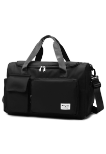 Waterproof Duffel Yoga Bag With Shoe Compartment And Phone Tablet Pocket - Black