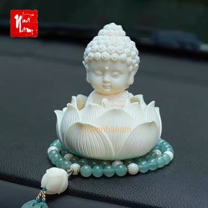 Tượng phật Sakyamuni tọa đài sen cầu bình an để bàn làm việc ôtô trang trí phong thủy