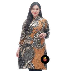 Baju Batik Tunic Wanita Terbaru 2024 - COD-Tunic Batik Wanita / Cewek Lengan Serut Motif M L XL XXL