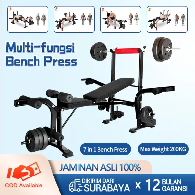 Bench Press Adjustable Multi Gym Weight Bench Barbell Alat Olahraga Rumahan Fitness Bangku dumbbell