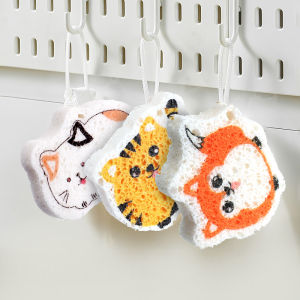 【 Lovinglife Store 】1/3ชิ้นครัวล้างจานฟองน้ำทำความสะอาดฟองน้ำสองด้านกำจัดสิ่งสกปรกบนแผ่นบีบอัดเยื่อไม้ฟองน้ำจานหม้อเช็ด