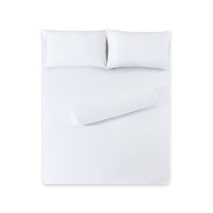 Aussino Breathable White Solid Color Soft Set Cadar Bergetah Warna Solid Mikrofiber Microfiber Fitted Bed Sheet Set Fits up to 36-38cm Mattress Height
