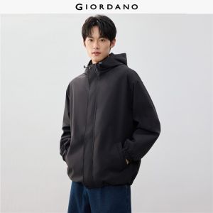 GIORDANO Men Jackets Drawstring Hooded Jackets Windproof Placket Outdoor Fashionable Casual Relaxed Jackets 13076987