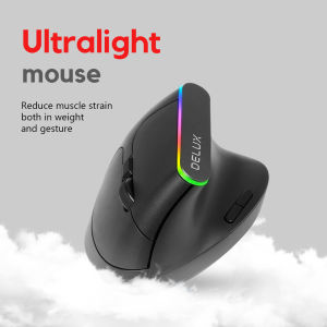 Delux M618C Wireless Vertical Mouse Ergonomic 6 Buttons MAX 1600DPI Optical 3D Mice With RGB light M Size 95g Weight For PC/Laptop/Windows/Mac - Lazada