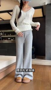 Womens Flared Sweatpants 2025 New Autumn High-Waisted Slimming Flared Sweatpants Casual Petite Fleece-Lined Bell-Bottom Pants