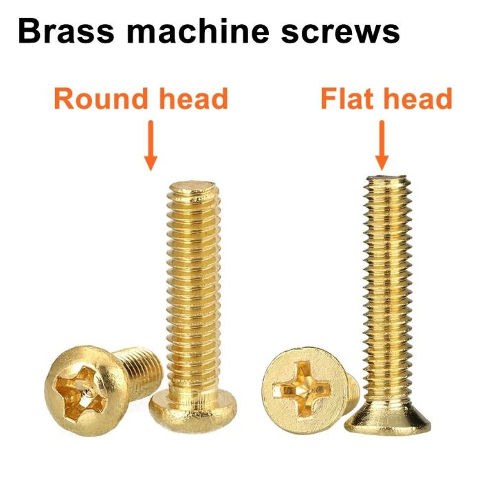 Brass Phillips Round Flat Head Countersunk Head Cross Recess Machine