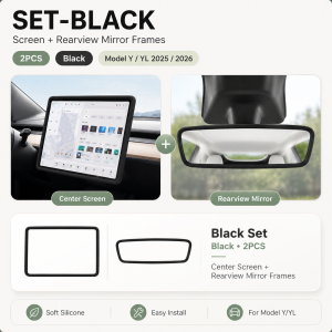 For Tesla Model Y/YL 2025-2026 Soft Silicone Center Screen & Rearview Mirror Protective Frame