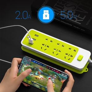 Ổ Cắm Điện Xanh 2500W Đa Năng 6 Lỗ 3 Cổng USB Tiện Dụng