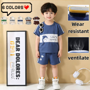 【Local Stock】Kids Cotton Set Short Sleeved Shorts Two-piece Casual Sweat Wicking And Moisture Wicking Soft And Comfortable