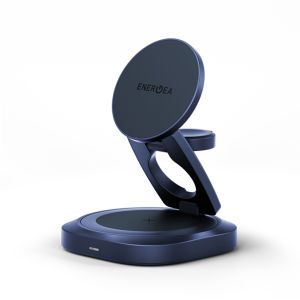 Energea AluMag Gyro Qi2 25W 3-in-1 Foldable Wireless Charger MagSafe Compatible 360° Rotating Stand