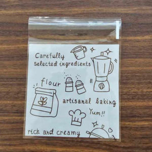 COD 100pcs Baking Artisanal Cookie Bag 10x10 Cm Food Self-Adhesive Candy Cookie Pastry Bag Packaging