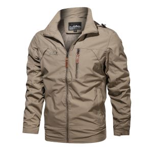 PLOVER Waterproof Jacket Mens Outdoor Hiking Mountaineering Jacket Lightweight Motorcycle Jacket Hood Removable