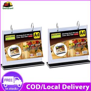 2-Pack A4 Menu Display Stands Durable Clear Plastic Double-Sided Desktop Holders for Restaurants and Offices Easy to Clean