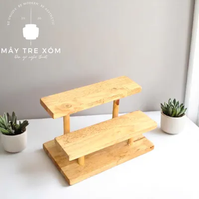 Kệ gỗ 2 tầng kệ mini 2 tầng trang trí decor để bàn