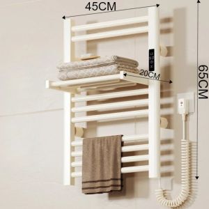 FFBH Smart Electric Heated Towel Rail Metal Sterilization Wall Thermal Towels Rack Thermostatic Rotating Towel Dryer Bathroom Racks 5T9N4