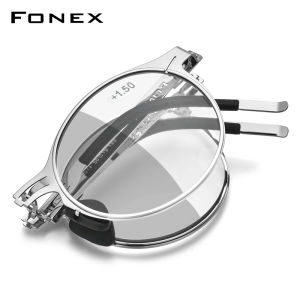 FONEX Photochromic Blue Light Blocking Folding Reading Glasses Men Women Anti Radiation Foldable Readers Eyeglasses with Graded Power Lens +2.0 100 150 200 250 300 LH014