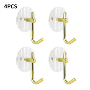 1 / 4PCS Self Adhesive Hooks For Bathroom Walls Acrylic Hooks Sticky Hooks For Kitchen High Quality