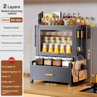 BMZAR Dish Cabinet Kitchen Storage Cabinet Kitchen Seasoning Cabinet Dust-proof Storage Cabinet