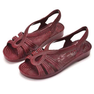 Free Shipping Autumn And Summer Casual WomenS Oil-Red Sandals Fashionable And Comfortable Slip-On Sandals Stylish PVC Plastic Sandals