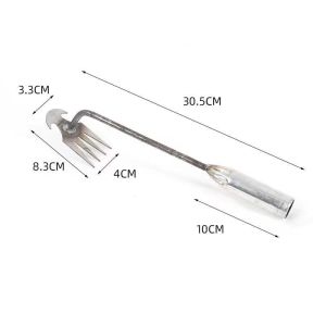 32cm/30cm Manual Weeder Handheld Gardening Digging Puller Wood Handle Weeding Hand Fork