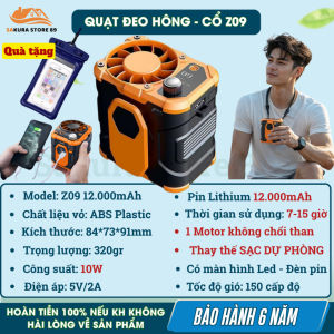 Quạt Đeo Thắt Lưng Chính Hãng Zlife Z11 Quạt Điều Hòa Motor 2 Phản Lực Gió Siêu Mát Dùng 30 Tiếng