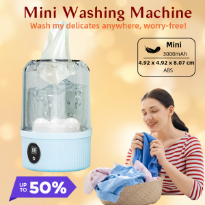Double Tubs Portable Washing Machine 1.2Lx2 USB Rechargeable Underwear Washer for Travel Apartment Dorm Cordless Mini