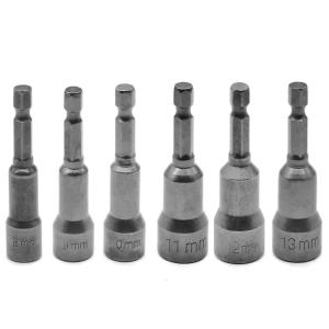 6Pcs 6mm-14mm Hex Sockets Sleeve Nozzles Nut Driver Set Socket Wrench Screwdriver Electric Drill Bits Set Hand Tools