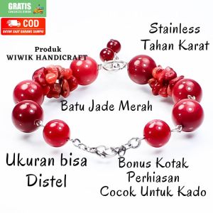 Gelang Tangan Wanita / Gelang Cewek Batu Koral Pink Stainless Tahan Karat Terbaru Kado Hadiah