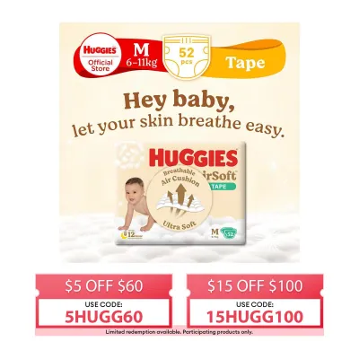 Huggies Airsoft Tape Diapers M 52S